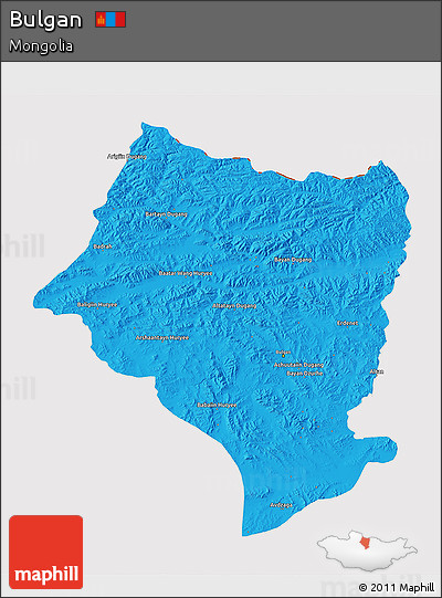 Political 3D Map of Bulgan, cropped outside
