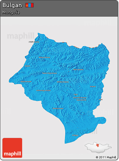 Political 3D Map of Bulgan, cropped outside