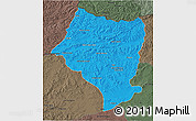 Political 3D Map of Bulgan, darken, semi-desaturated