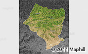 Satellite 3D Map of Bulgan, darken, desaturated