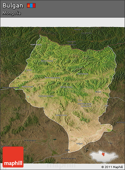 Satellite 3D Map of Bulgan, darken