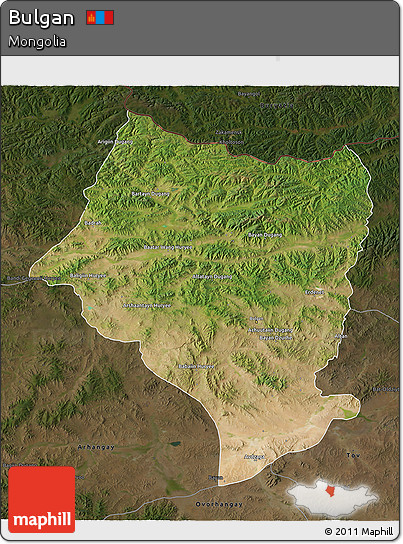 Satellite 3D Map of Bulgan, darken
