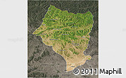 Satellite 3D Map of Bulgan, darken, semi-desaturated