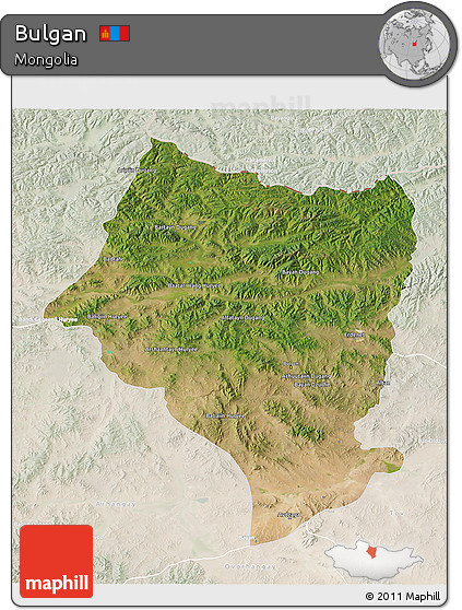 Satellite 3D Map of Bulgan, lighten