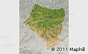 Satellite 3D Map of Bulgan, lighten, semi-desaturated