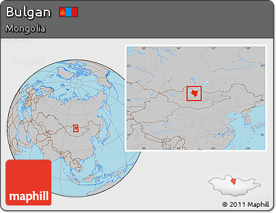 Gray Location Map of Bulgan, within the entire country