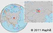 Gray Location Map of Bulgan, within the entire country