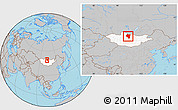 Gray Location Map of Bulgan, highlighted country, within the entire country
