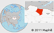 Gray Location Map of Bulgan, highlighted country