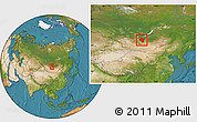 Satellite Location Map of Bulgan, within the entire country