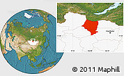 Satellite Location Map of Bulgan, highlighted country