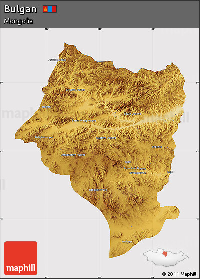 Physical Map of Bulgan, cropped outside