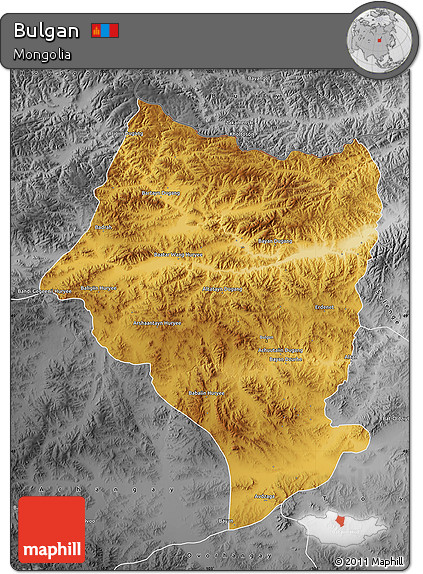 Physical Map of Bulgan, desaturated