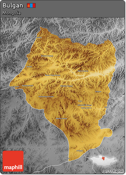 Physical Map of Bulgan, desaturated