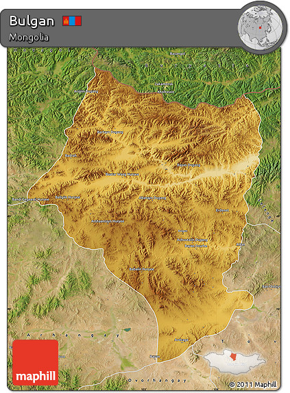 Physical Map of Bulgan, satellite outside