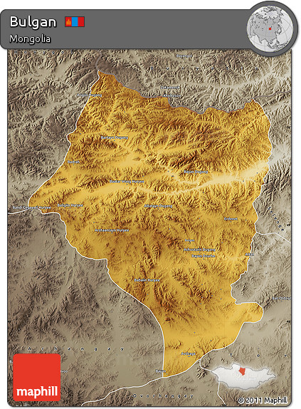 Physical Map of Bulgan, semi-desaturated