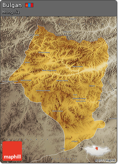 Physical Map of Bulgan, semi-desaturated