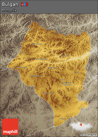 Physical Map of Bulgan, semi-desaturated