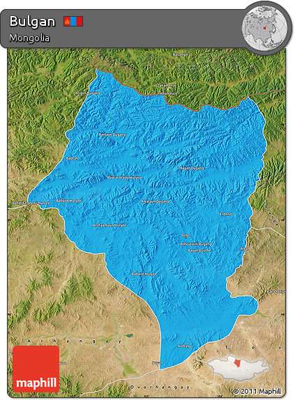 Political Map of Bulgan, satellite outside