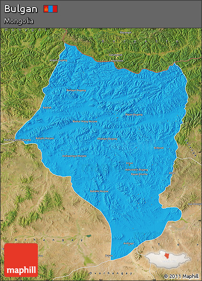Political Map of Bulgan, satellite outside