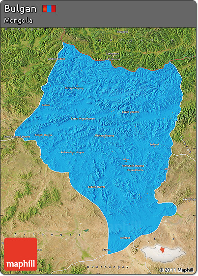 Political Map of Bulgan, satellite outside