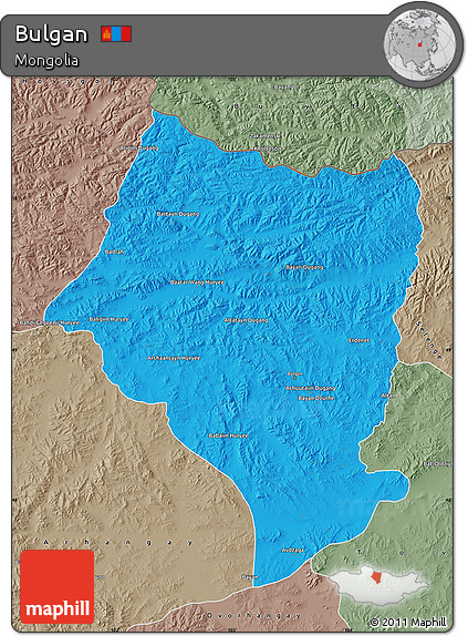 Political Map of Bulgan, semi-desaturated