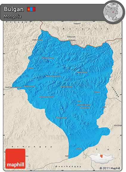 Political Map of Bulgan, shaded relief outside