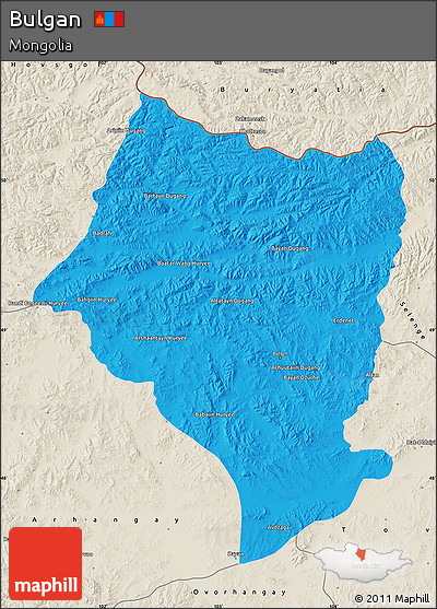 Political Map of Bulgan, shaded relief outside