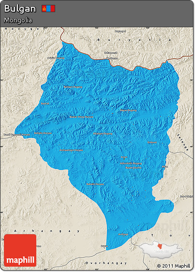 Political Map of Bulgan, shaded relief outside