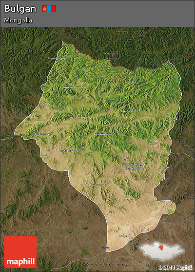 Satellite Map of Bulgan, darken