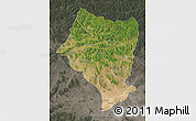 Satellite Map of Bulgan, darken, semi-desaturated