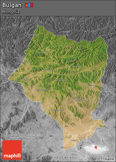 Satellite Map of Bulgan, desaturated