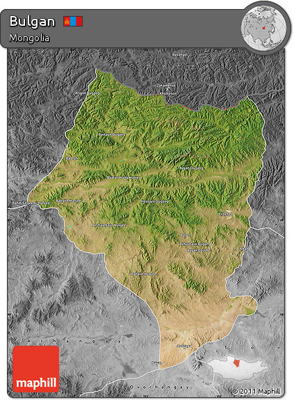 Satellite Map of Bulgan, desaturated