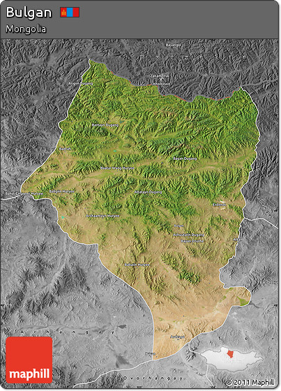 Satellite Map of Bulgan, desaturated