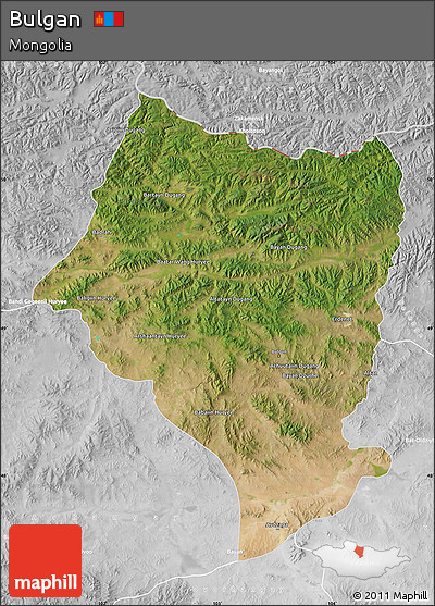Satellite Map of Bulgan, lighten, desaturated