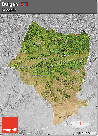 Satellite Map of Bulgan, lighten, desaturated