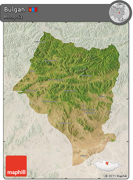 Satellite Map of Bulgan, lighten