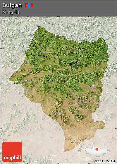 Satellite Map of Bulgan, lighten