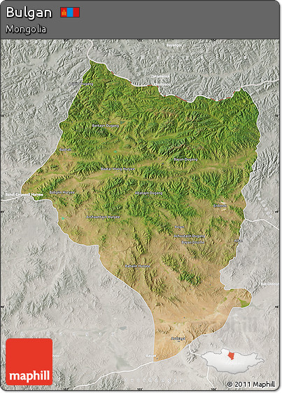 Satellite Map of Bulgan, lighten, semi-desaturated