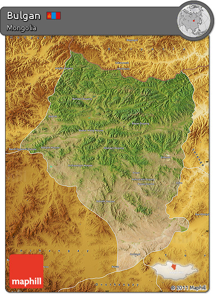 Satellite Map of Bulgan, physical outside