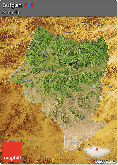 Satellite Map of Bulgan, physical outside