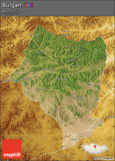 Satellite Map of Bulgan, physical outside