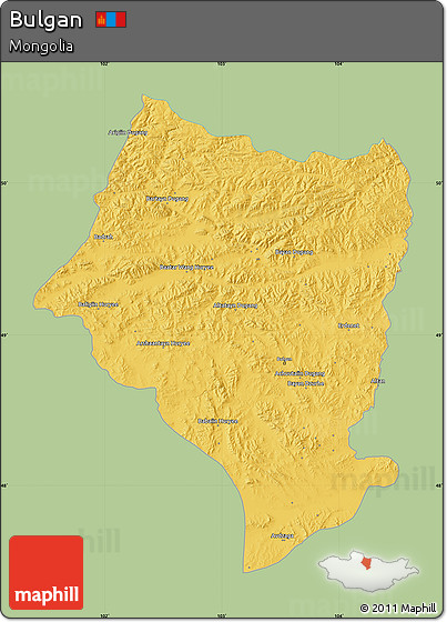 Savanna Style Map of Bulgan, single color outside