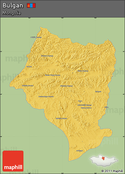 Savanna Style Map of Bulgan, single color outside