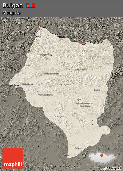 Shaded Relief Map of Bulgan, darken