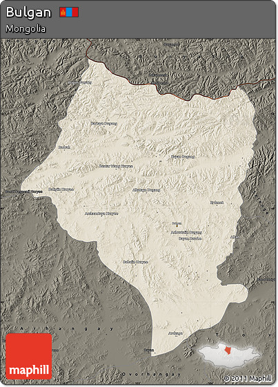 Shaded Relief Map of Bulgan, darken