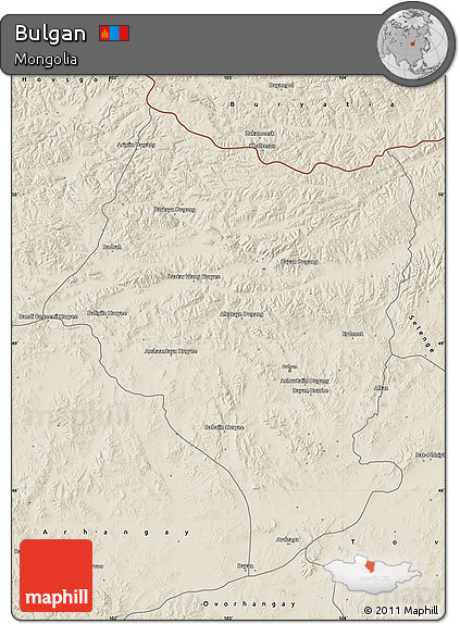 Shaded Relief Map of Bulgan