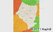 Shaded Relief Map of Bulgan, political outside