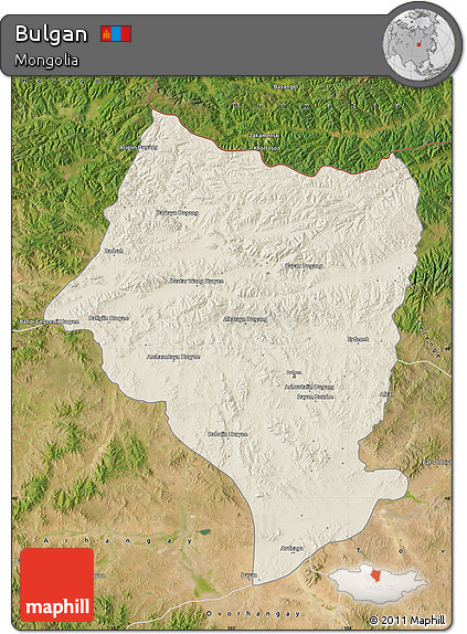 Shaded Relief Map of Bulgan, satellite outside