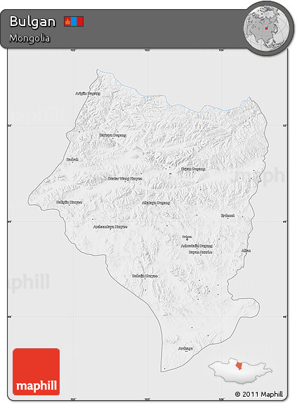 Silver Style Map of Bulgan, single color outside